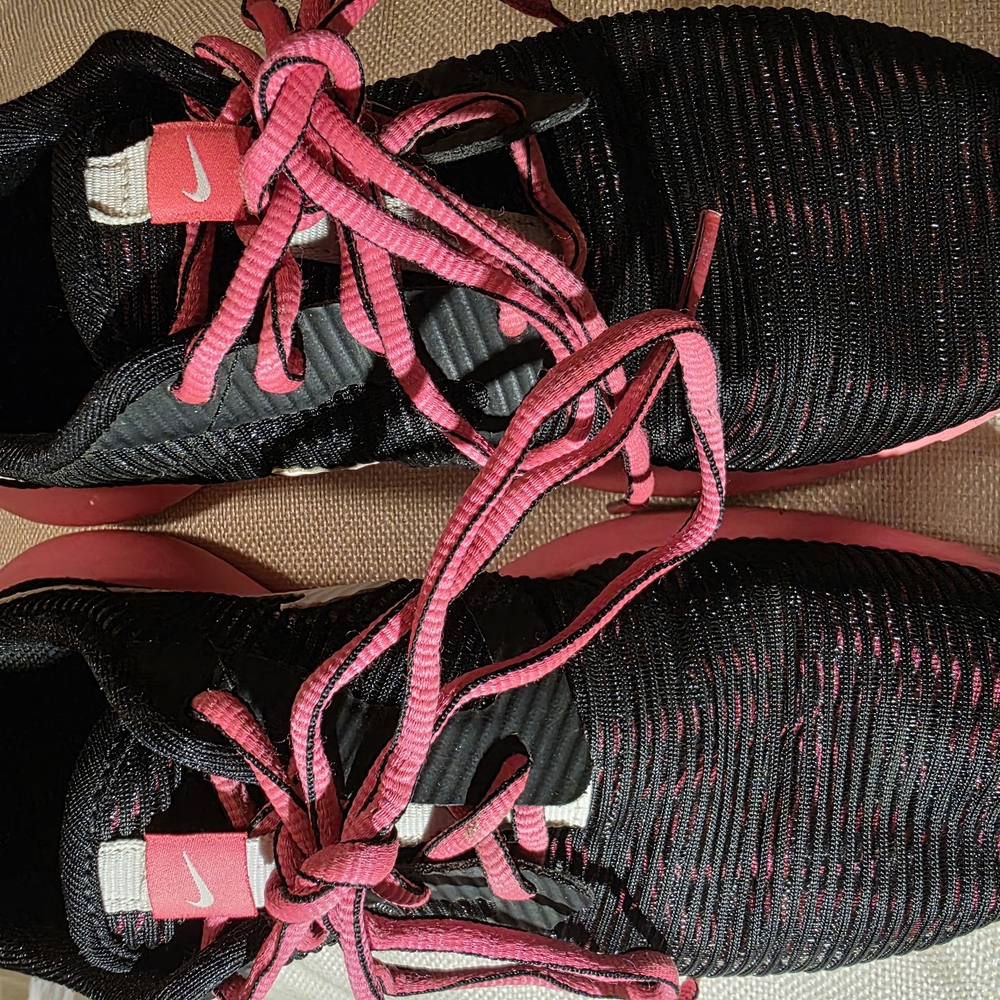 Nike Black and Pink Sneakers with Textured Upper